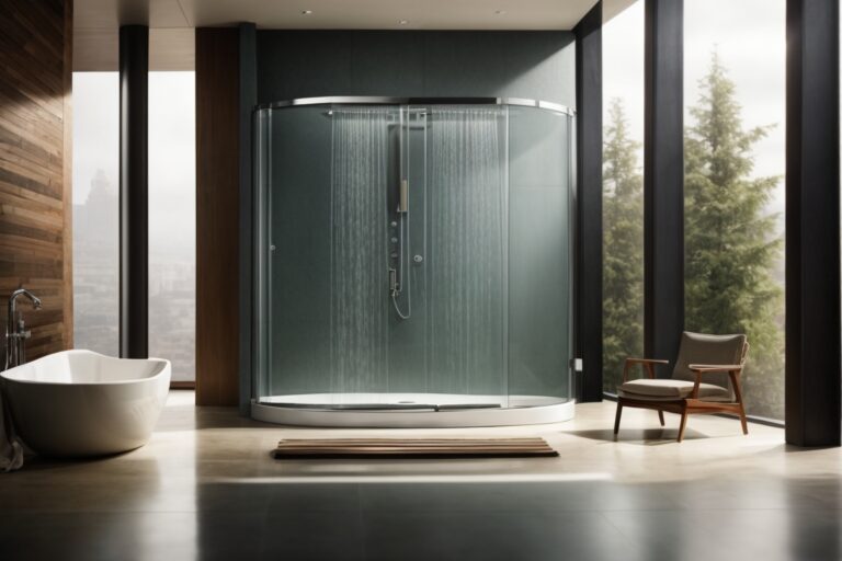 A stunning glass shower in a contemporary bathroom.